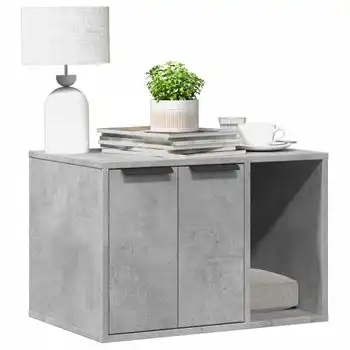 Mueble Arenero Para Gatos Madera Gris Hormigón 60x40x40 Cm