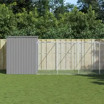 Caseta Perro Corral Acero Galvanizado Gris Claro 214x1273x181cm