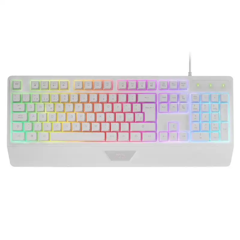 Mars Gaming Mk124 Teclado Ergonómico H-Mech FRGB Reposamuñecas Antighosting Español Blanco