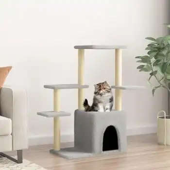 Rascador Para Gatos Con Postes De Sisal Gris Claro 97,5 Cm