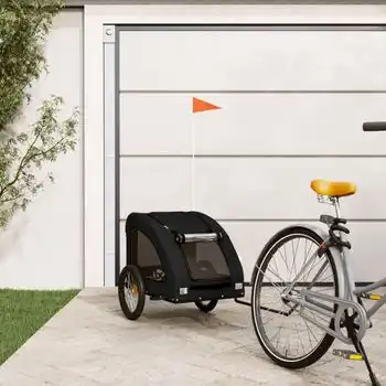 Remolque De Bicicleta Mascotas Hierro Tela Oxford Negro