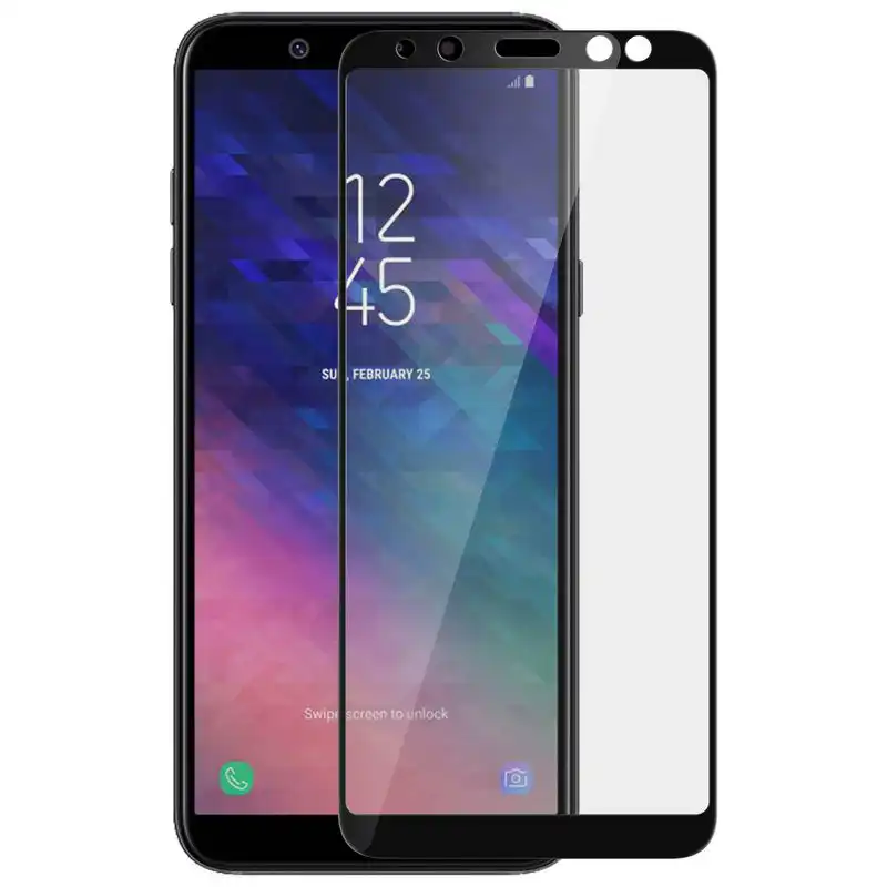 Avizar Protector Cristal Templado Borde Negro para Samsung Galaxy A6