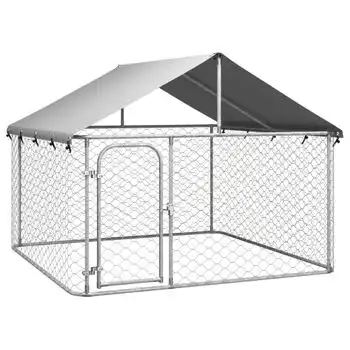 Perrera De Exterior | Jaula Para Perro | Parque Para Mascotas Con Tejado 200x200x150 Cm Cfw783750