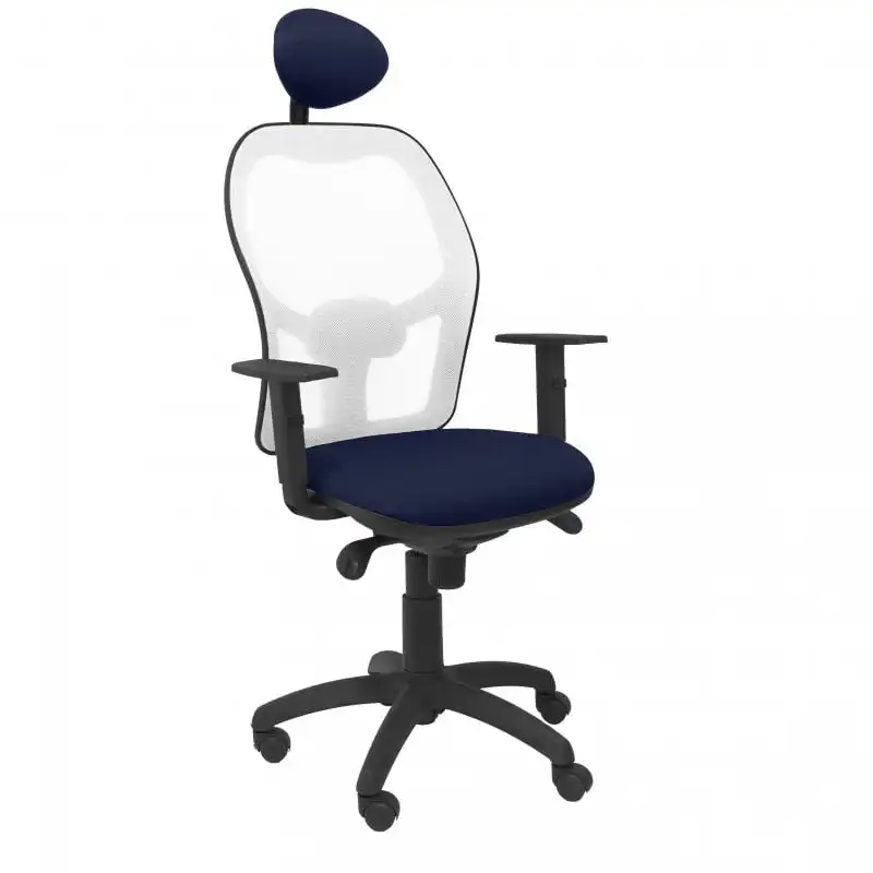 Piqueras y Crespo Jorquera Silla Malla Blanca Asiento Bali Azul Marino con Cabecero Fijo