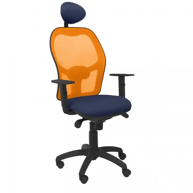 Piqueras y Crespo Jorquera Silla Malla Naranja Asiento Bali con Cabecero Fijo Azul Marino