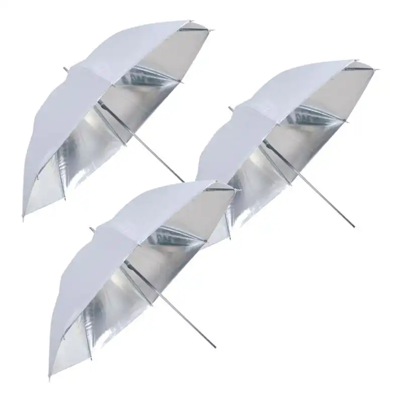 Bresser SM-04 Set 3 Paraguas Reflectores Blanco/Plata 109cm