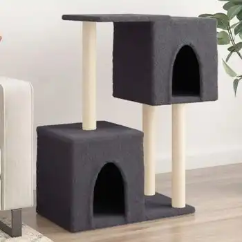 Rascador Para Gatos Con Postes De Sisal Gris Oscuro 86 Cm
