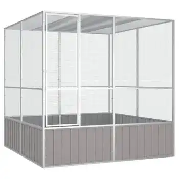 Jaula Pájaros Acero Galvanizado Gris 213,5x217,5x211,5 Cm Vidaxl