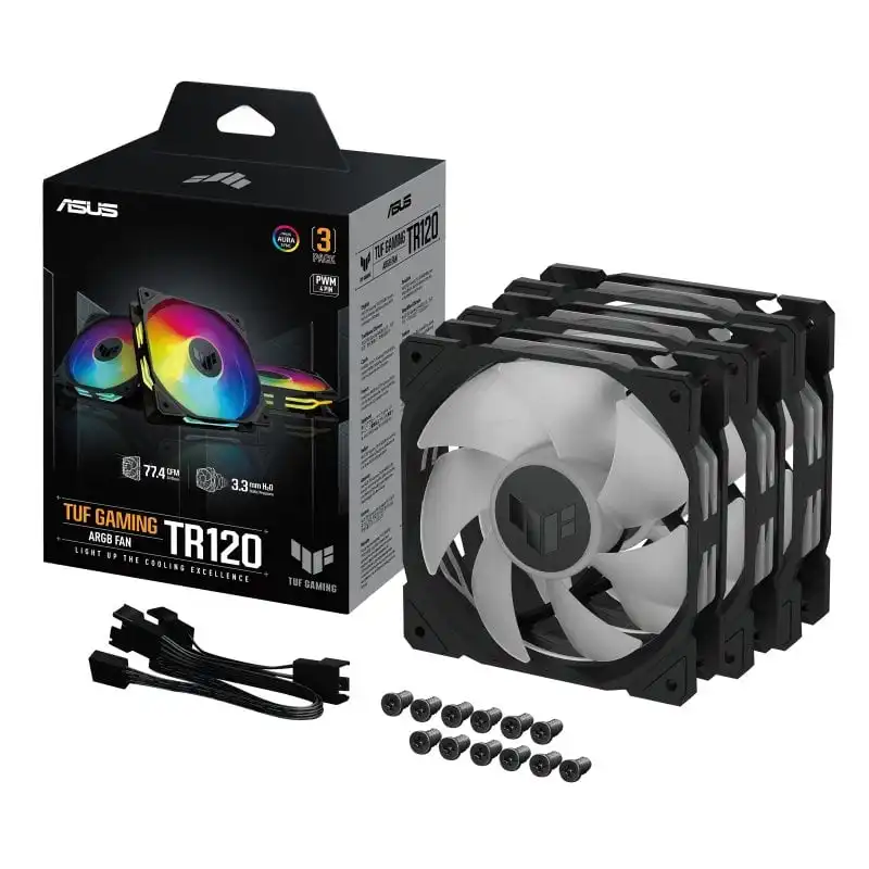 ASUS TUF Gaming TR120 ARGB Fan Triple Pack Ventilador Suplementario 120mm Negro