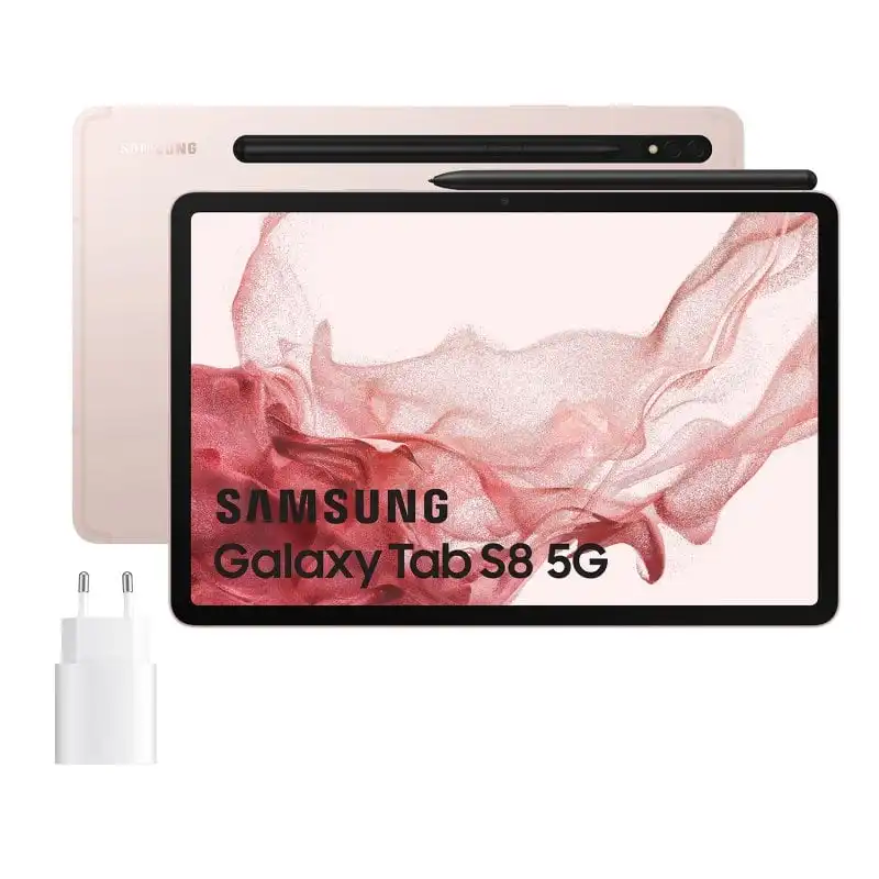 Samsung Galaxy Tab S8 5G 128GB Rosa Dorado + Cargador 25W