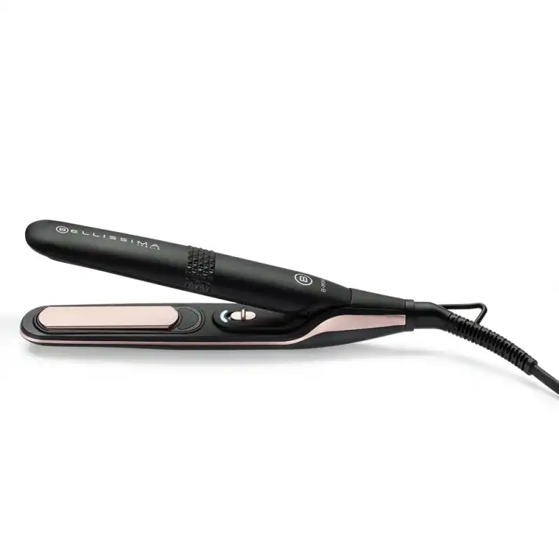 Bellissima B-Mini Plancha de Pelo para Bolso y Viaje con Placas de Revestimiento Cerámico Negra