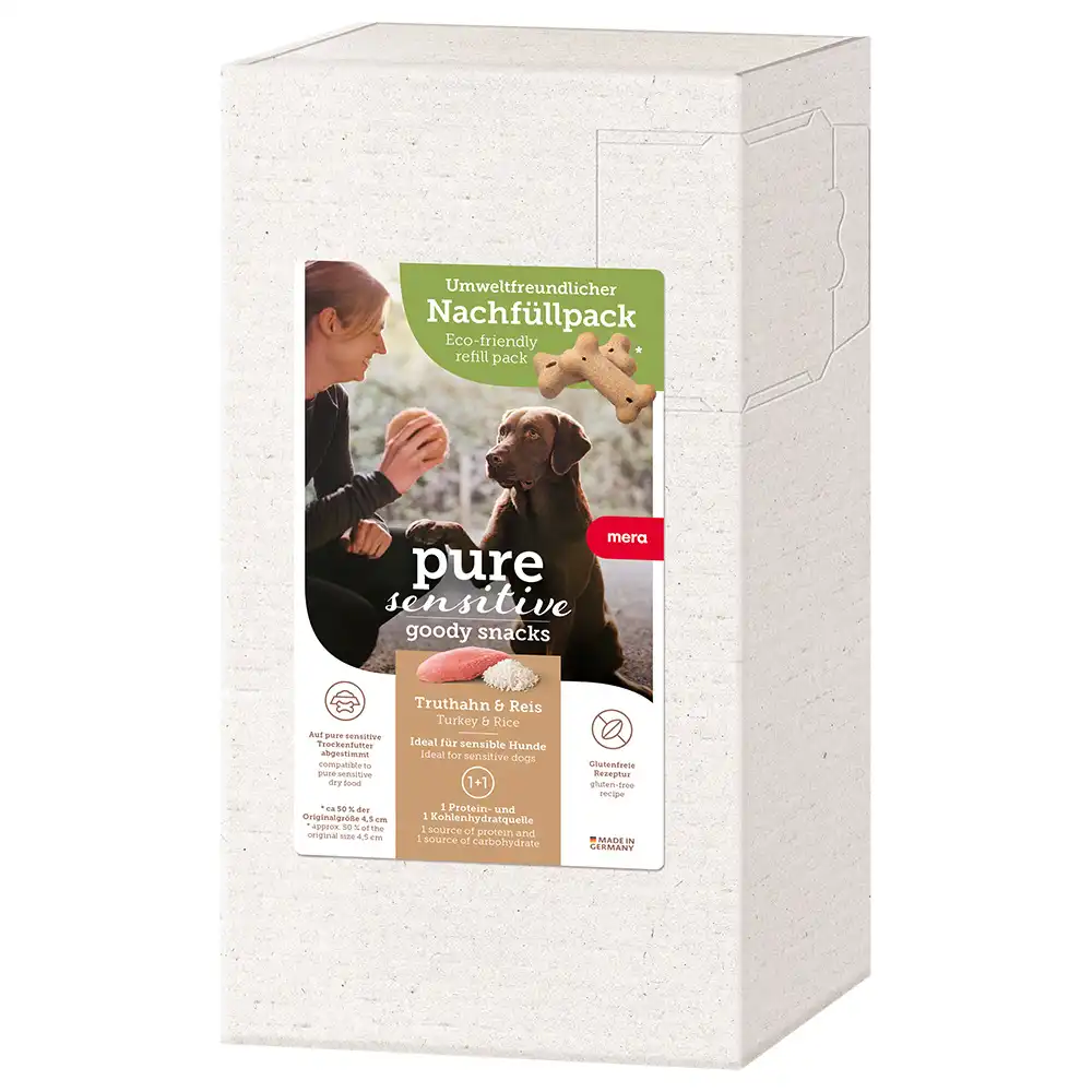 MERA pure sensitive Goody snacks para perros - Pack de relleno pavo y arroz 500 g