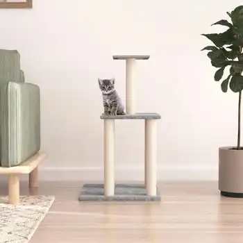 Rascador Para Gatos Con Postes De Sisal Gris Claro 85,5 Cm