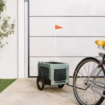 Remolque De Bicicleta Mascotas Hierro Tela Oxford Gris Negro