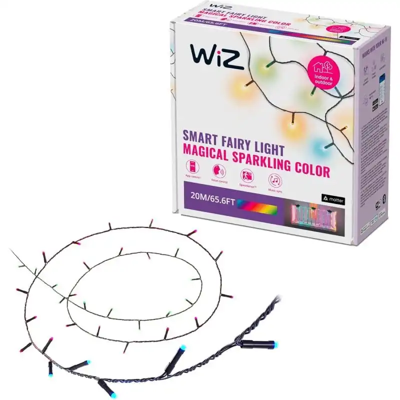 WiZ Guirnalda LED Inteligente RGBIC WiFi 160 Interior y Exterior 20m