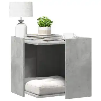 Mueble Arenero De Gatos Madera Gris Hormigón 53x53x51 Cm