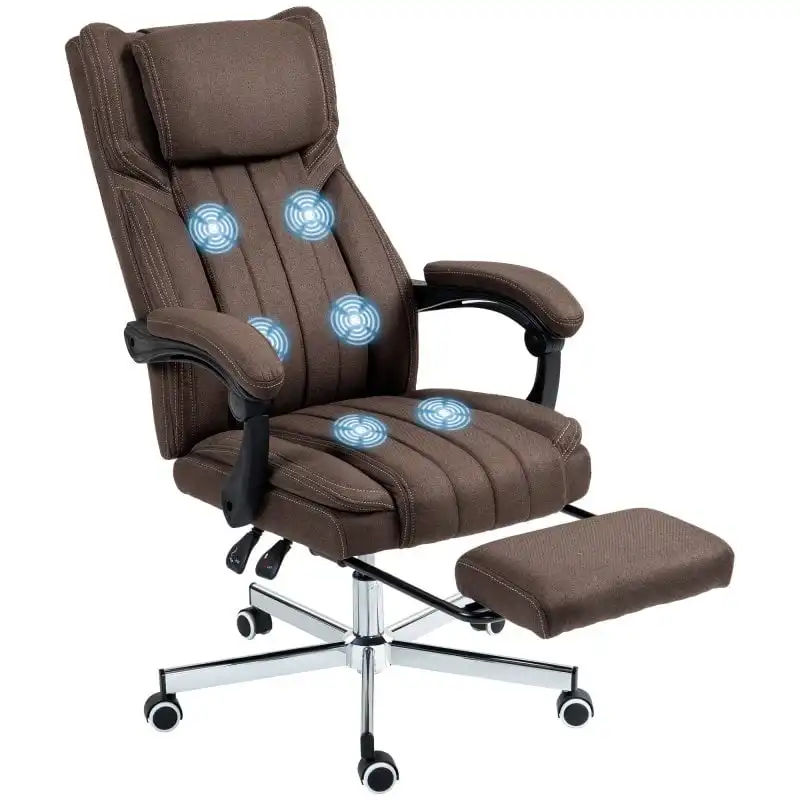 Vinsetto Silla De Masaje Con 6 Puntos De Masaje Control Remoto Marrón Oscuro