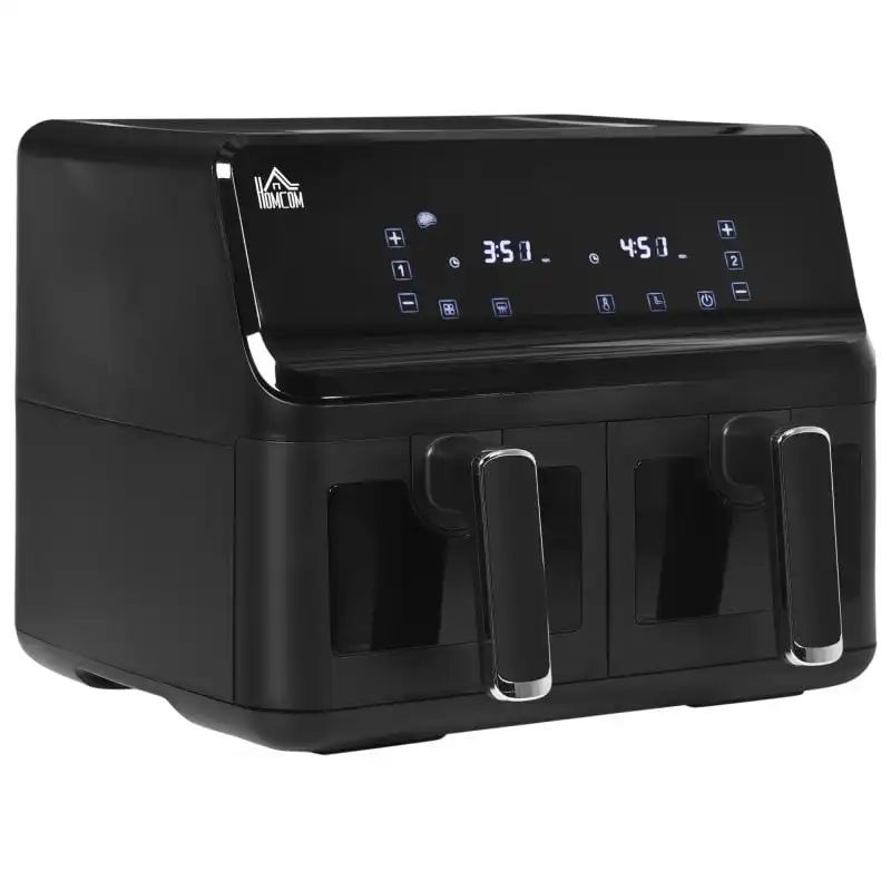 Homcom Freidora de Aire Doble con 8 Programas 8L 2500W Negro