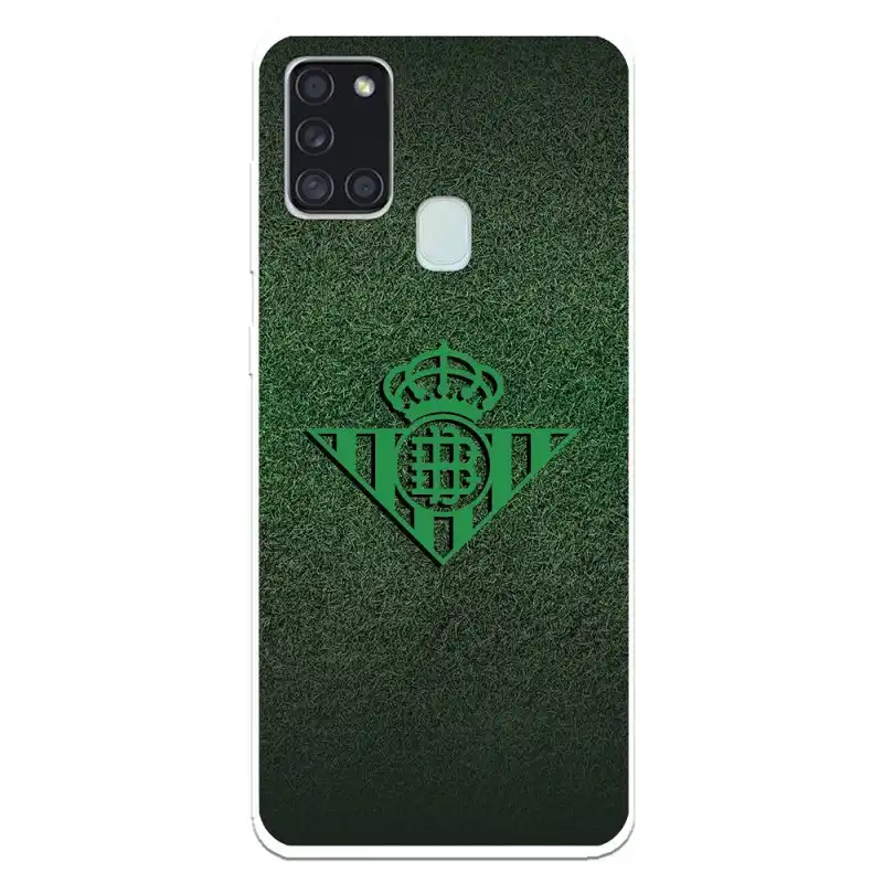 Funda Licencia Oficial Real Betis Balompié Escudo Verde Fondo Trama para Samsung Galaxy A21S