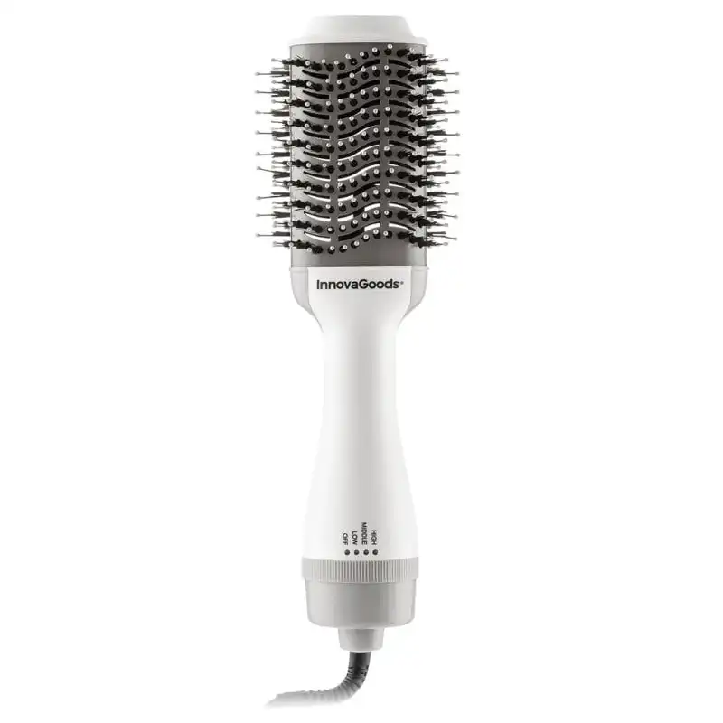 InnovaGoods Volumio Cepillo Secador y Voluminizador Iónico 1000W Blanco/Gris