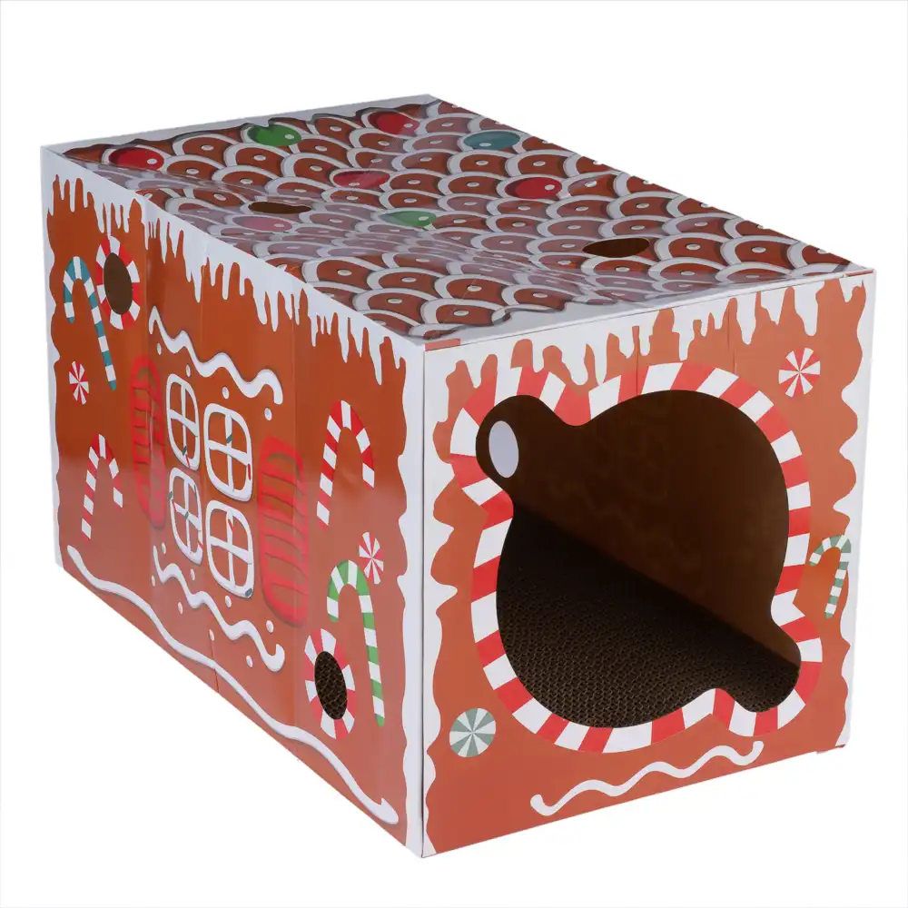 Túnel rascador galleta de jengibre TIAKI para gatos  - 50 x 30 x 30 cm (L x An x Al)