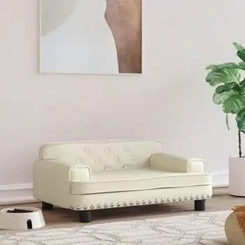 Cama Para Perros De Cuero Sintético Crema 70x45x30 Cm