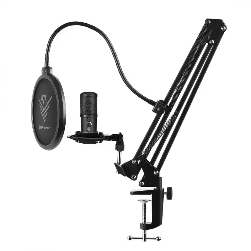 Phoenix Streamcast Pro U Micrófono Streaming Cardioide con Brazo Extensible