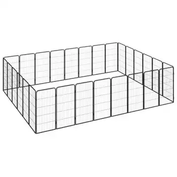 Jaula Perros 28 Paneles | Perrera Exterior Acero Recubierto Polvo Negro 50x100 Cm Cfw765830