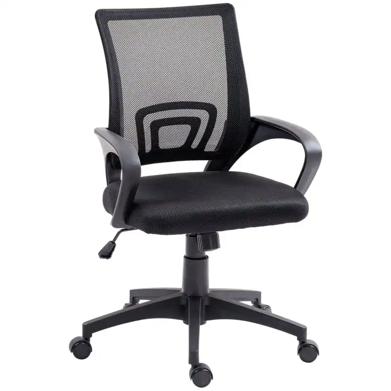 Homcom Silla De Oficina De Malla Con Altura Ajustable Carga 120 Kg Negro