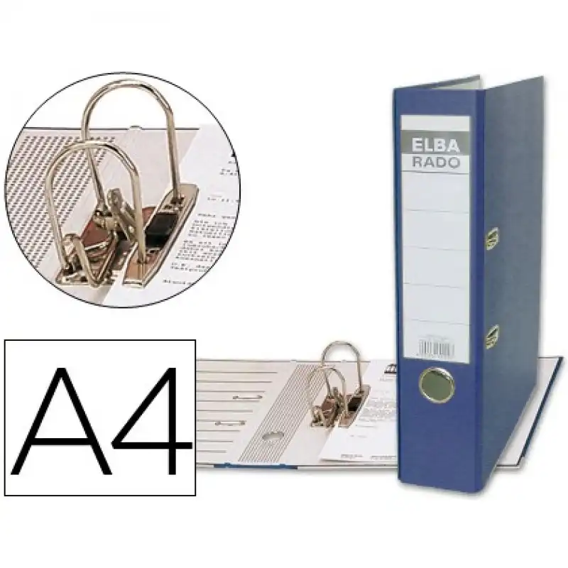Archivador De Palanca Elba Carton Forrado Din A4 Azul Lomo De 80 Mm Rado Plast