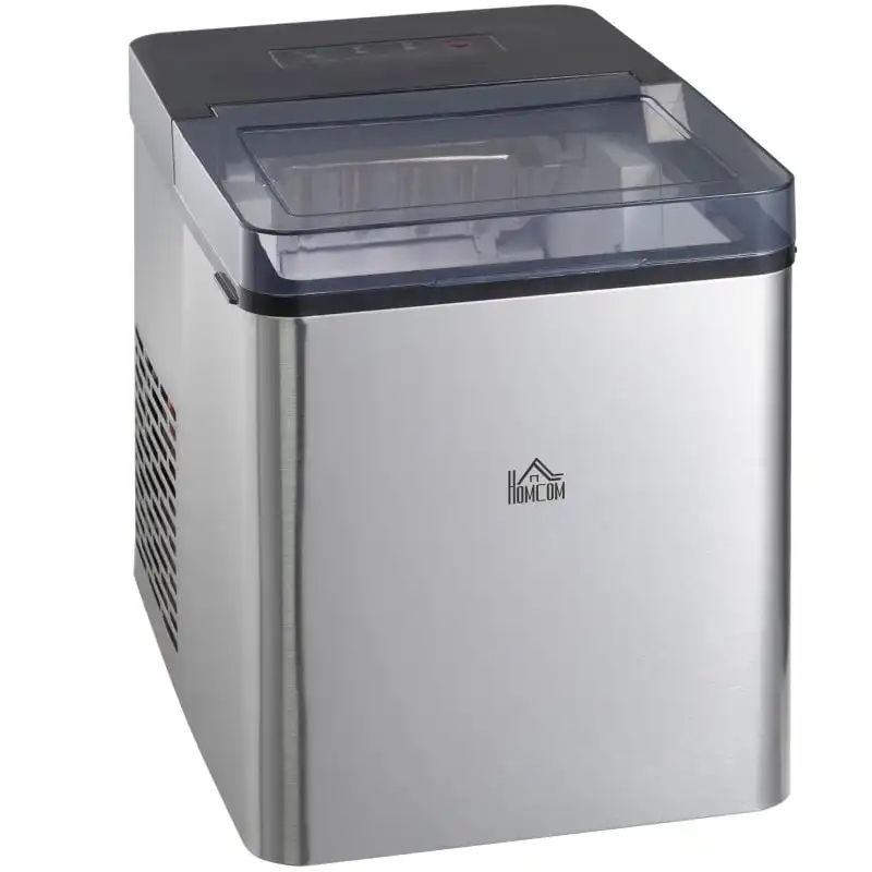 Homcom Máquina de Hielo 15 kg/24h 9 Cubitos de Hielo en 6-12 Minutos Negro