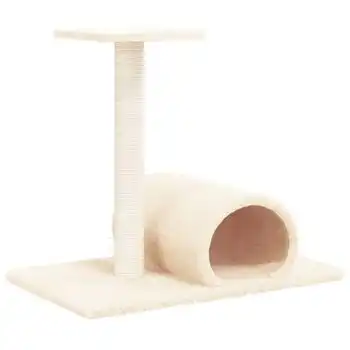 Poste Rascador Para Gatos Con Túnel Crema 60x34,5x50 Cm Vidaxl