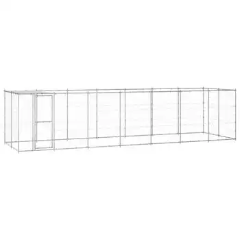 Perrera De Exterior | Jaula Para Perro | Parque Para Mascotas De Acero Galvanizado Con Techo 16,94 M² Cfw783973