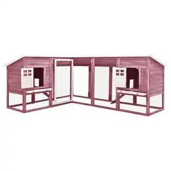 Conejera De Exterior Con Corredor Madera De Abeto Moca Y Blanco