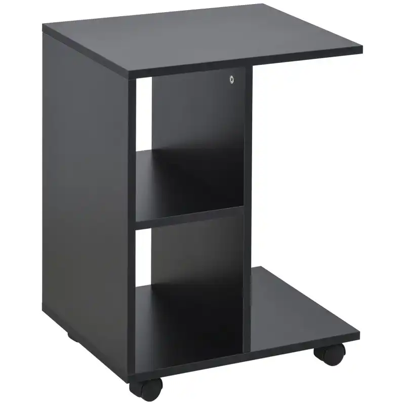 Homcom Mesita Auxiliar Moderno Con Ruedas 45x35x58 Cm Negro