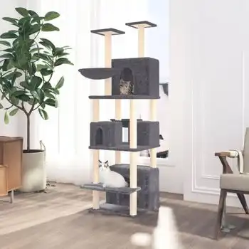 Rascador Para Gatos Con Postes De Sisal Gris Oscuro 180 Cm