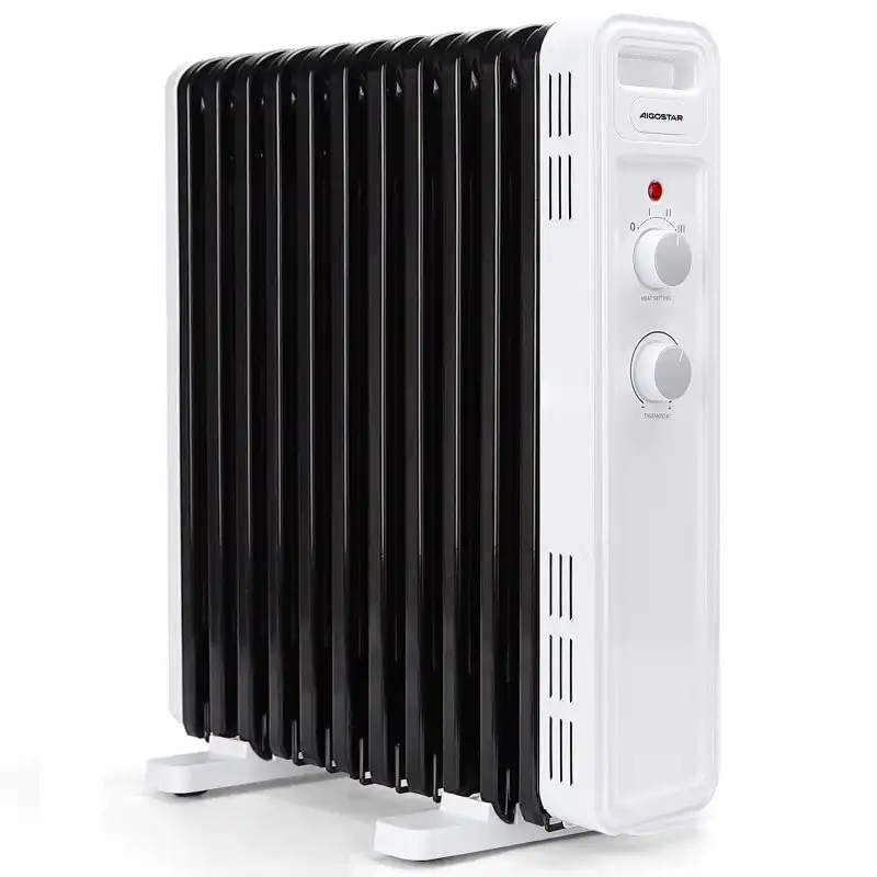 Aigostar Radiador de Aceite de 11 Elementos 2300W Protección Antivuelcos Blanco/Negro