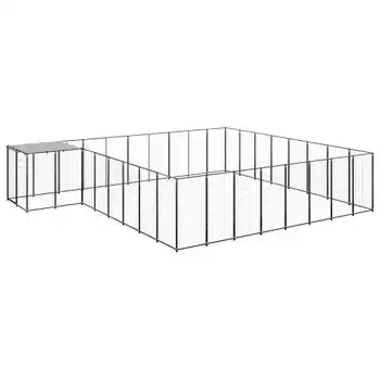 Perrera Exterior | Jaula Para Perro | Parque Para Mascotas Negra 20,57 M² Acero Cfw783996