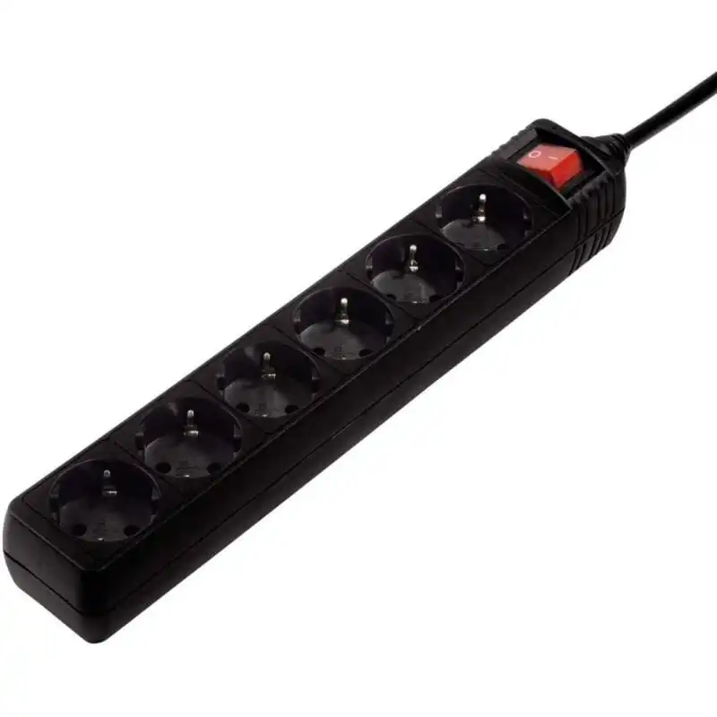 Hama Regleta 6 Tomas Schuko con Interruptor Negra