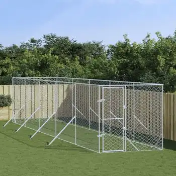 Perrera De Exterior | Jaula Para Perro | Parque Para Mascotas Acero Galvanizado Plateado 2x10x2 M Cfw783712