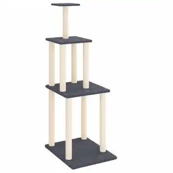 Rascador Para Gatos Con Postes De Sisal Gris Oscuro 149 Cm Vidaxl