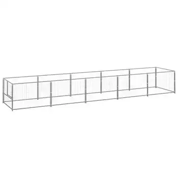 Perrera Exterior | Jaula Para Perro | Parque Para Mascotas Plateada 5 M² Acero Cfw784050