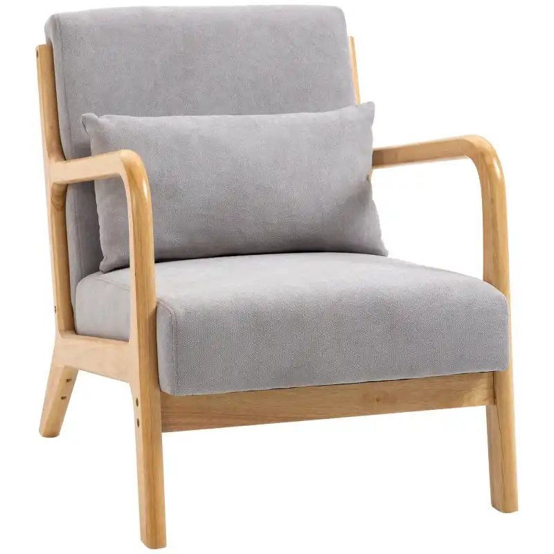 Homcom Butaca Nórdica Con Reposabrazos Cojín Carga 120 Kg 61x78x76 Cm Gris