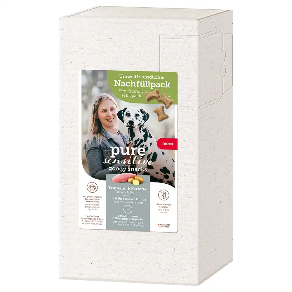 MERA pure sensitive Goody snacks para perros - Pack de relleno pavo y patatas 500 g