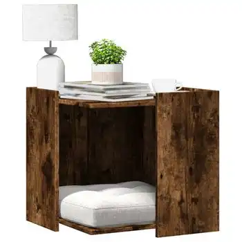 Mueble Arenero Para Gatos Madera Roble Ahumado 53x53x51 Cm
