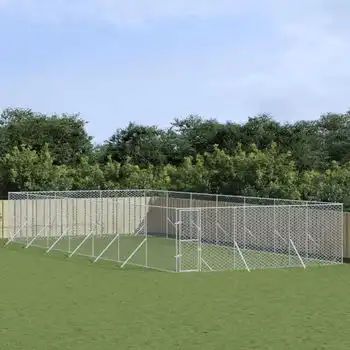 Perrera De Exterior | Jaula Para Perro | Parque Para Mascotas Acero Galvanizado Plateado 6x14x2 M Cfw783721