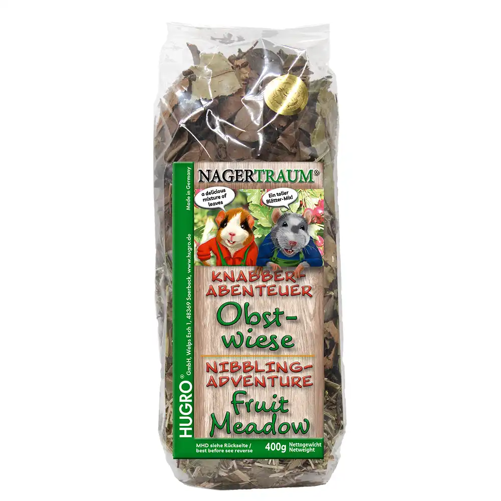 Lecho Hugro Nibble Adventure prado frutal para roedores - 400 g