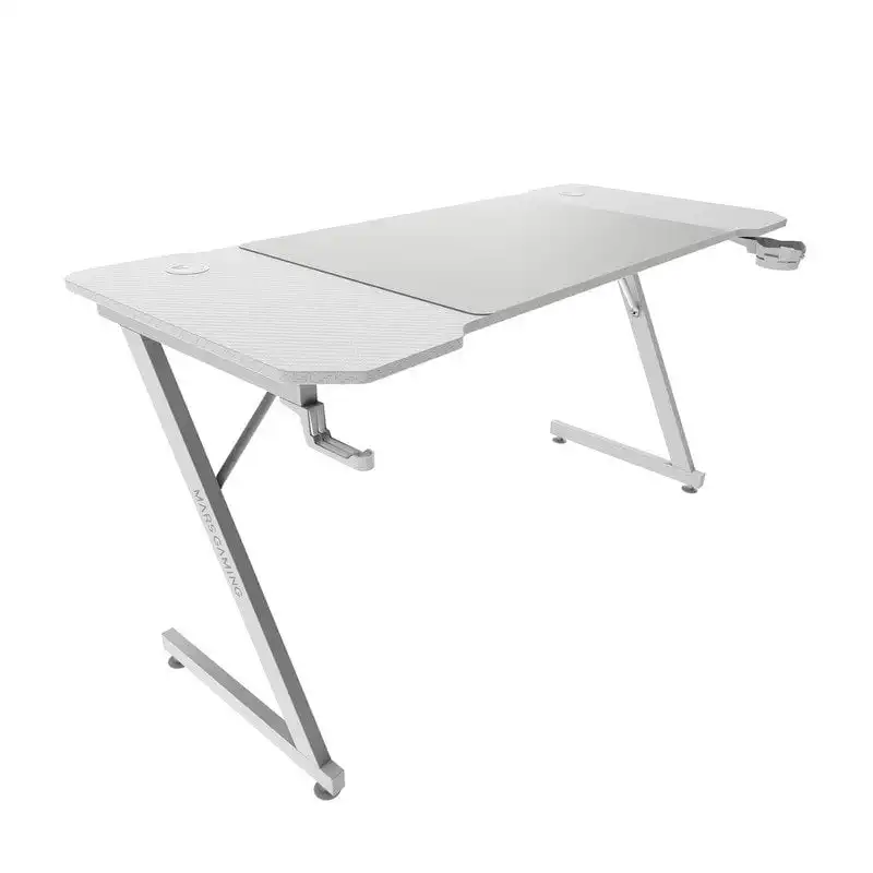Mars Gaming MGD-X140 Mesa Ergonómica Alfombrilla XXL Soporte Auriculares y Bebida 140x60cm Blanco