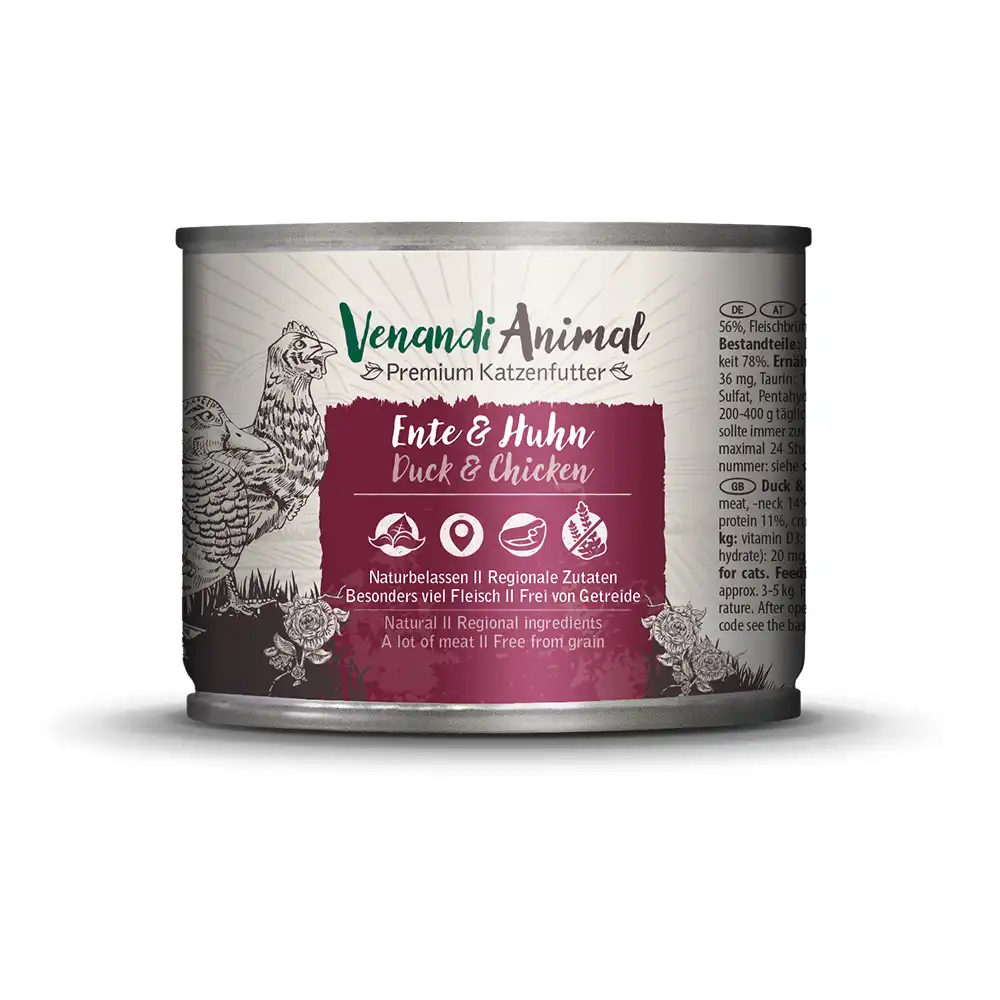 Venandi Animal Adult Cat 6 x 200 g - Pato y pollo
