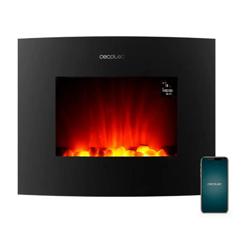 Cecotec ReadyWarm 2650 Curved Flames Connected Chimenea Eléctrica WiFi 2000W con Mando a Distancia
